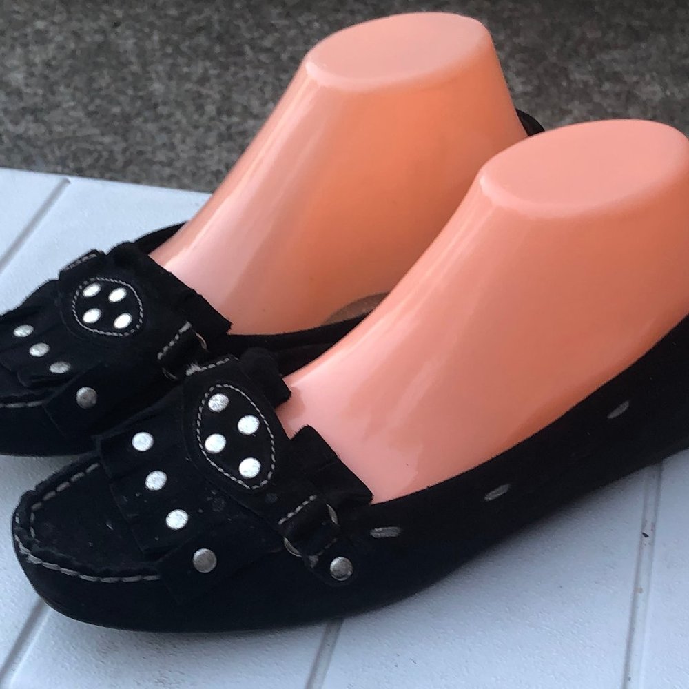 Michael Kors Black Suede Flats /Silver Studs Shoes